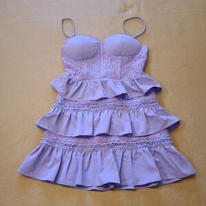 Velvi Kaira Corset And Lace Mini Dress Size Small Purple
